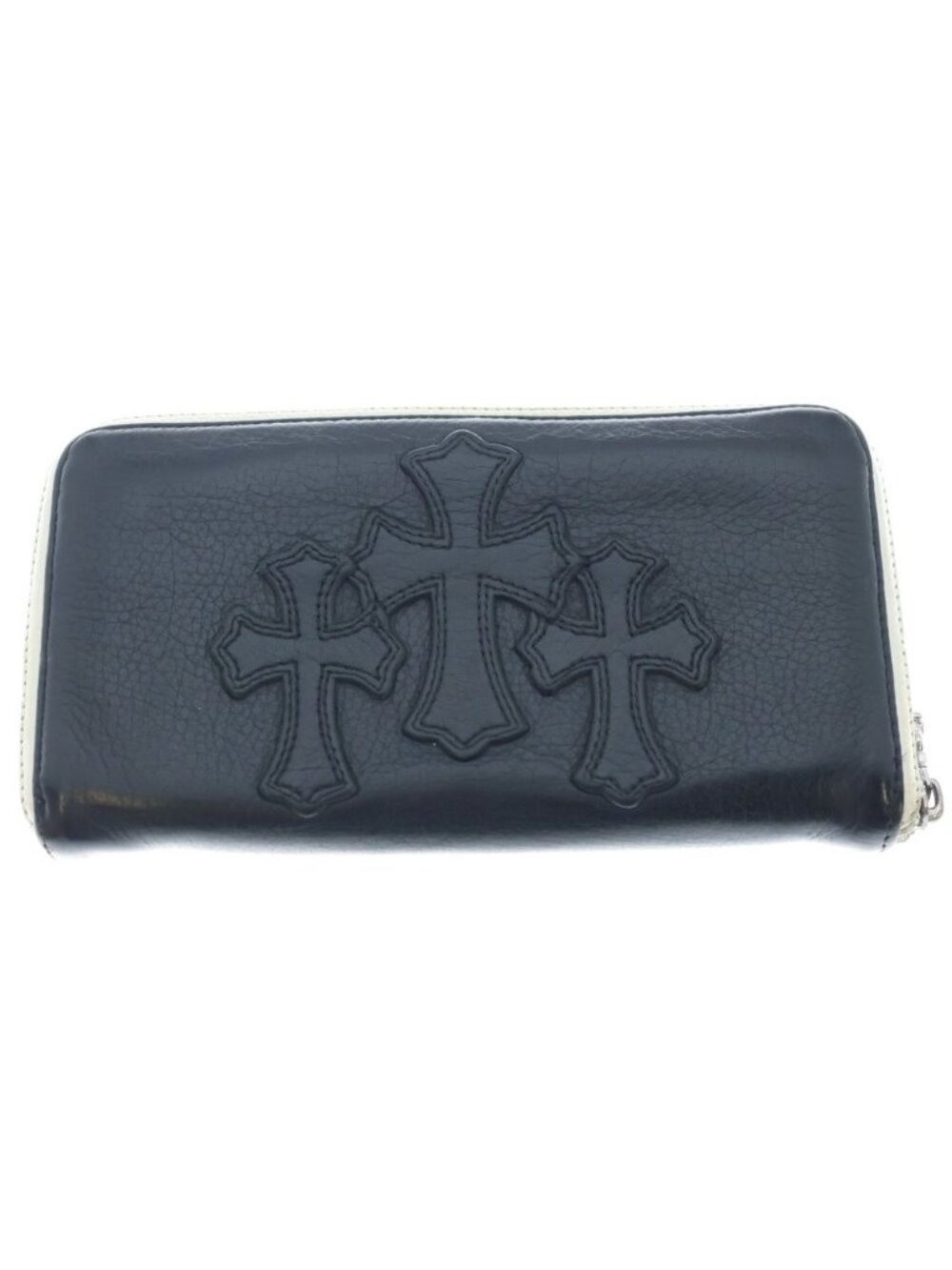 Chrome Hearts Rec Zip Cross Patch Zip Around Wallet Black